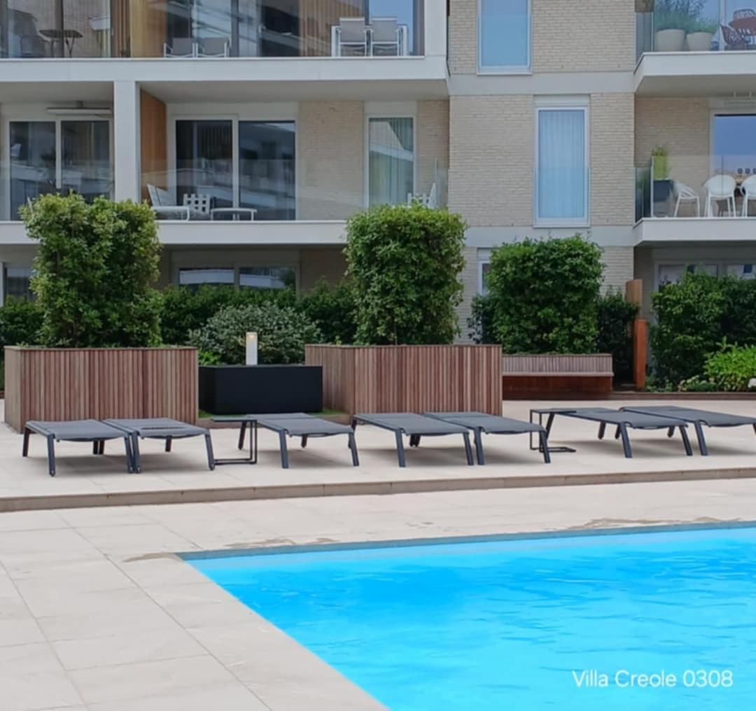 Villa Creole 0308 Luxe Appartement Met Verwarmd Zwembad Nieuwpoort Jachthaven Exterior foto